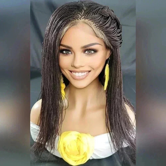 Handmade Micro Braided Wig Yassine Red Wine - Picture 4 of 17